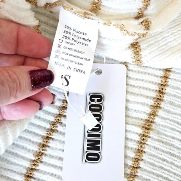 [NWT] Cocoimo Drop Shoulder Loose Fitting Striped V-Neck Sweater - Picture 8 of 8